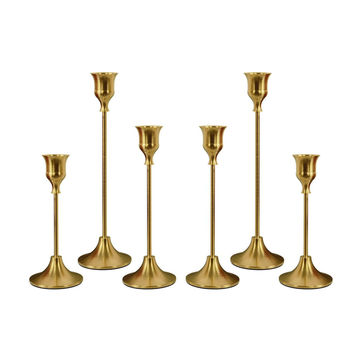 NLBTW Brass Gold Candlestick Holders, Metal Taper Candle Holder, Set of 6