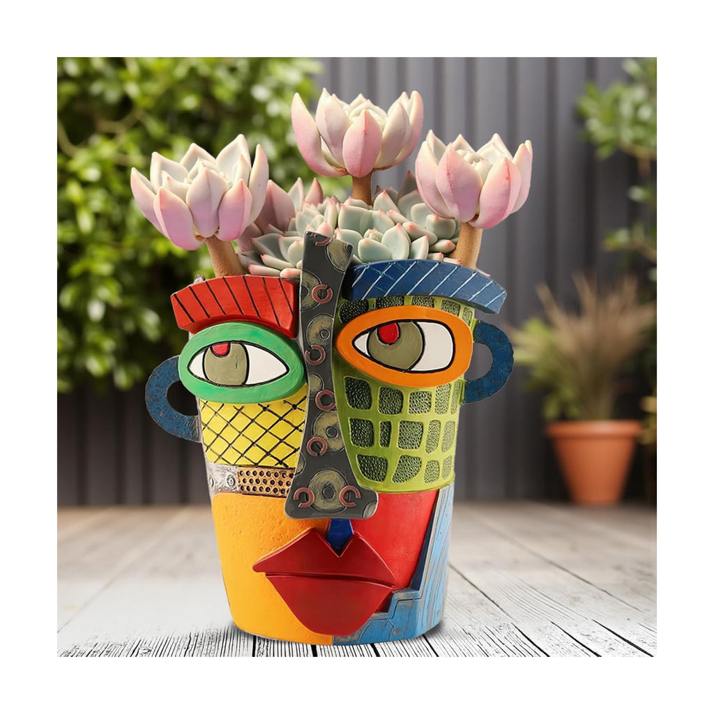 Unique Face Planters Pots Head,Abstract Rainbow Planter,Head Planter for Indoor,Resin Planters for Outdoor