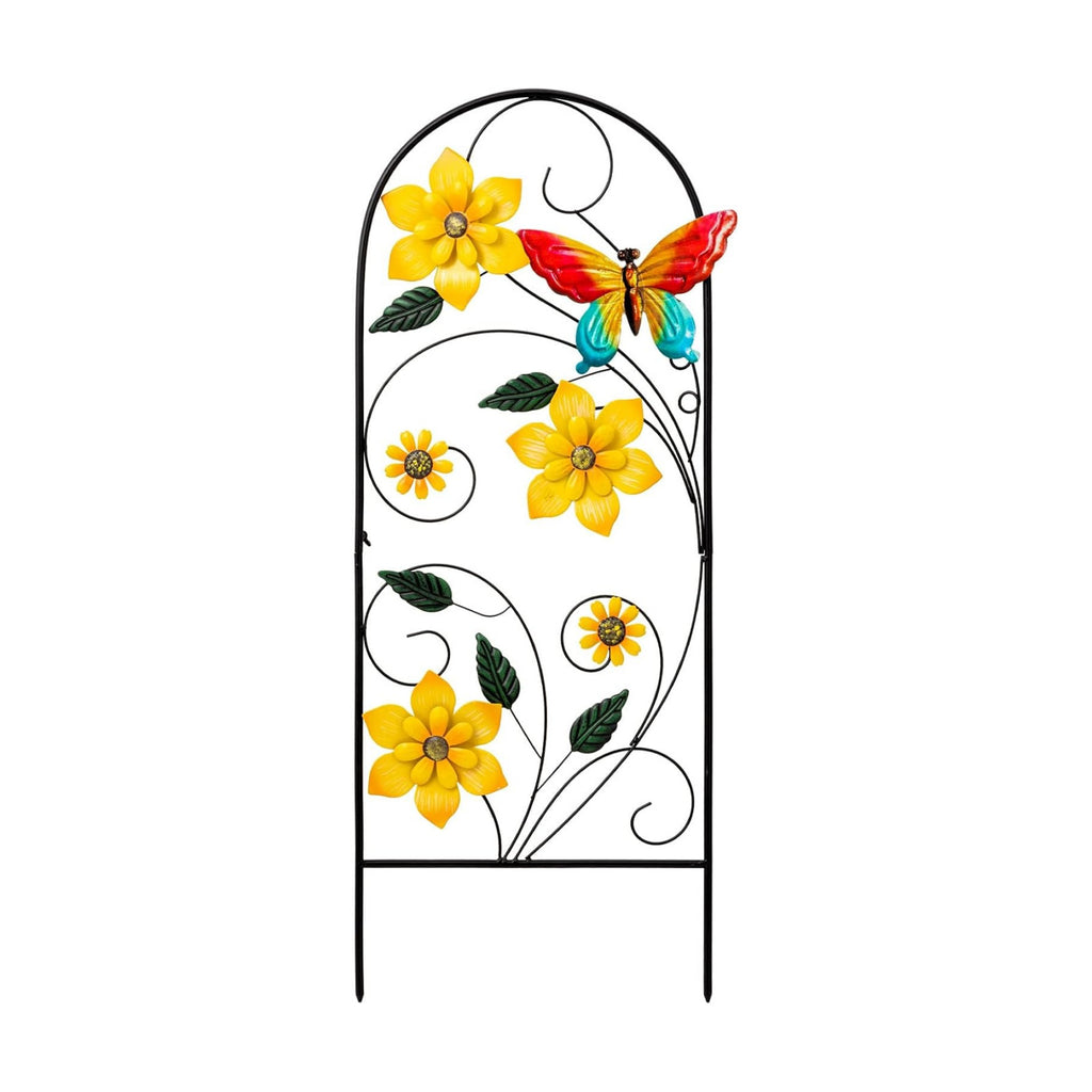 Garden Decor for Outside, 33" Flower Butterflies Decorative Garden Stakes for Spring Garden Decor, Metal Yard Art