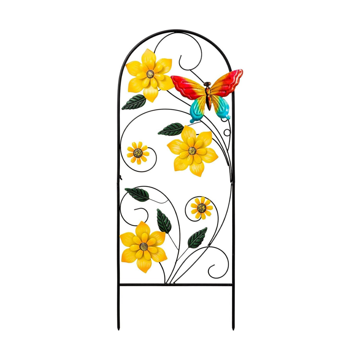 Garden Decor for Outside, 33" Flower Butterflies Decorative Garden Stakes for Spring Garden Decor, Metal Yard Art