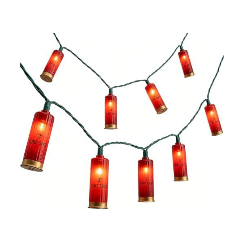 Oviejo 8.5Ft Shotgun Light String, Christmas LED Light String with 10 Red Bullet Lights for Outdoor Mexican Party Graduation Celebration Patio Bedroom Decor, Green Wire