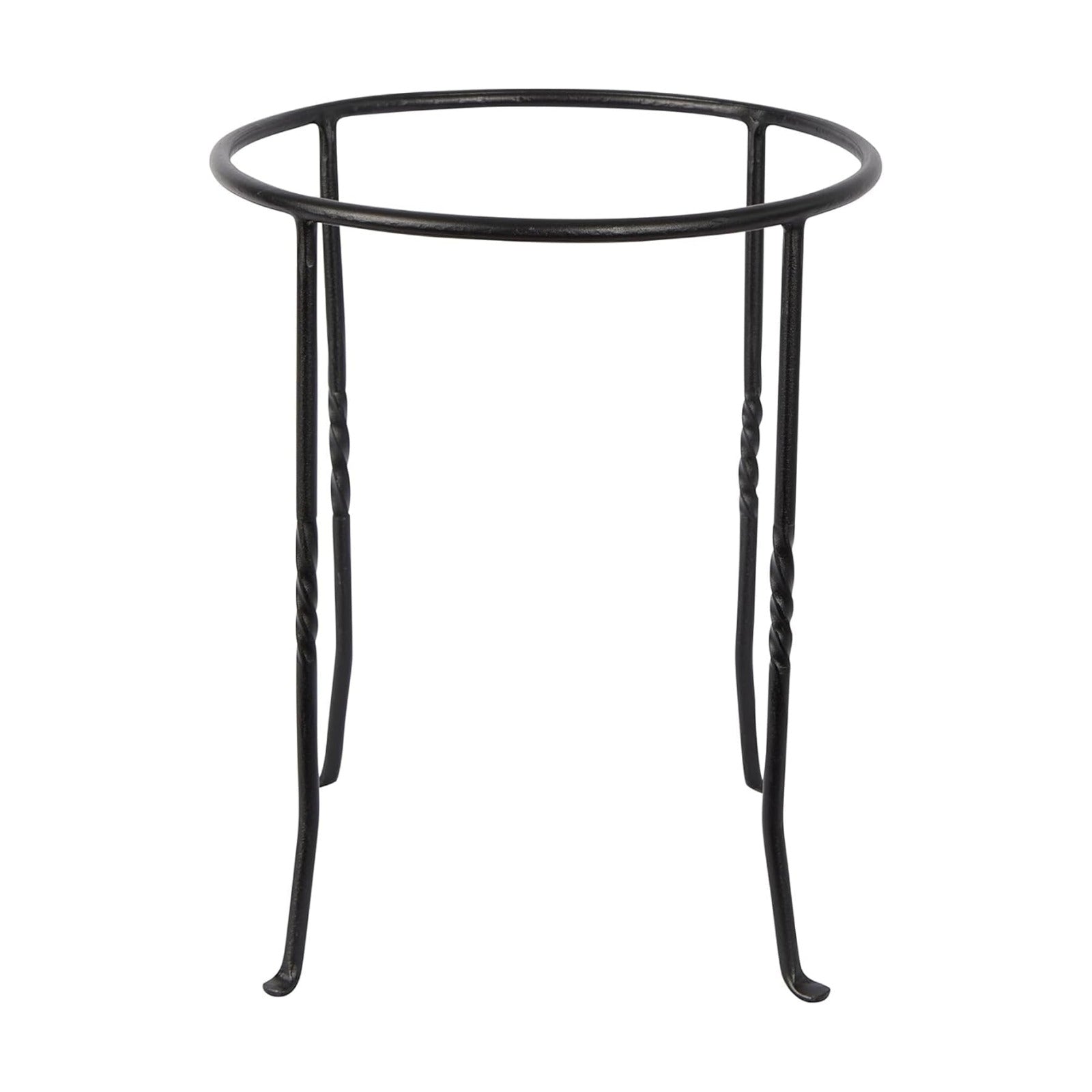 Fb14 Ring Wrought Iron Metal Plant Birdbath Bowl Stand Flowerpot Holder Black for Indoor Outdoor Garden Patio Yard