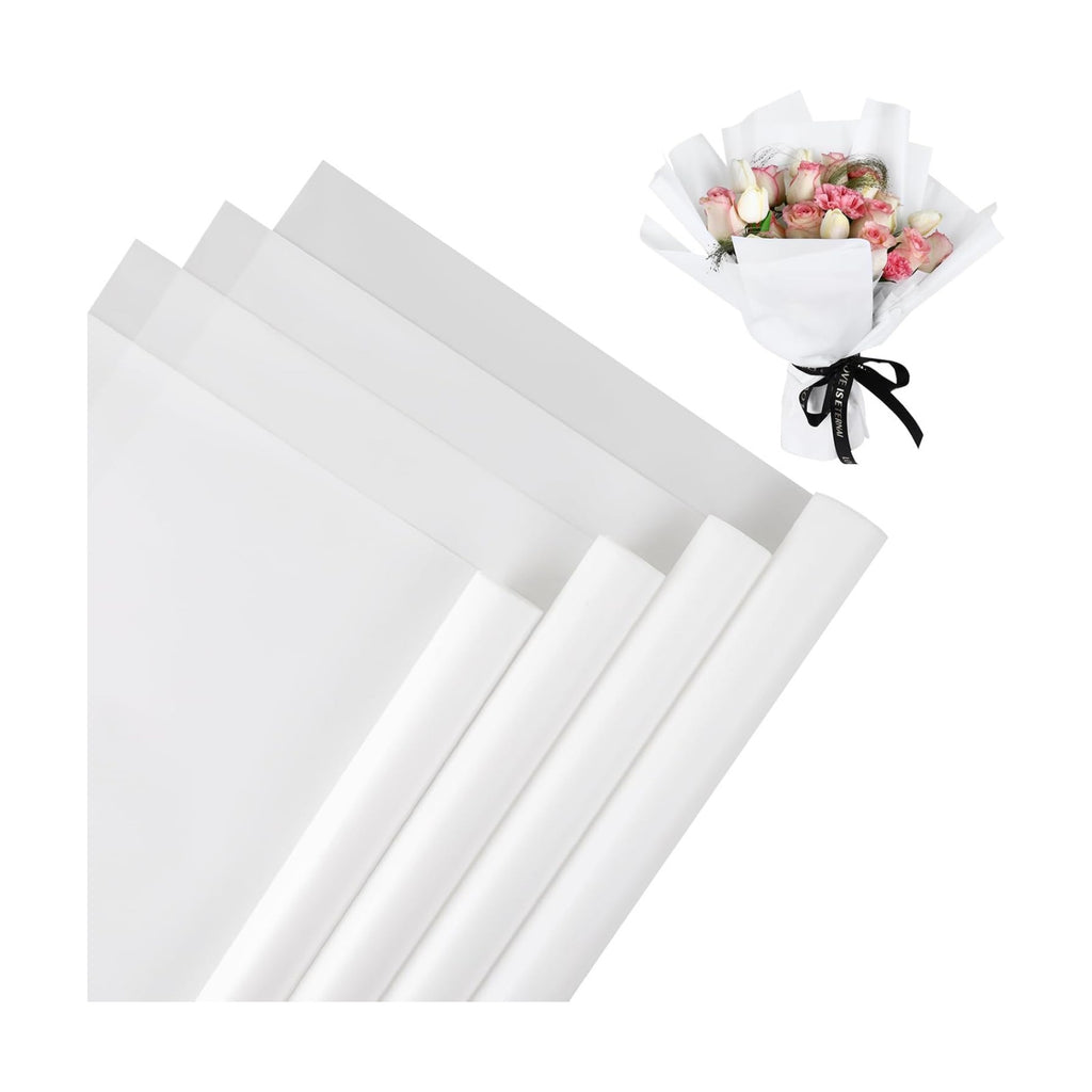 20 Sheet Flower Wrapping Paper-Waterproof Bouquet Paper (Misty White)