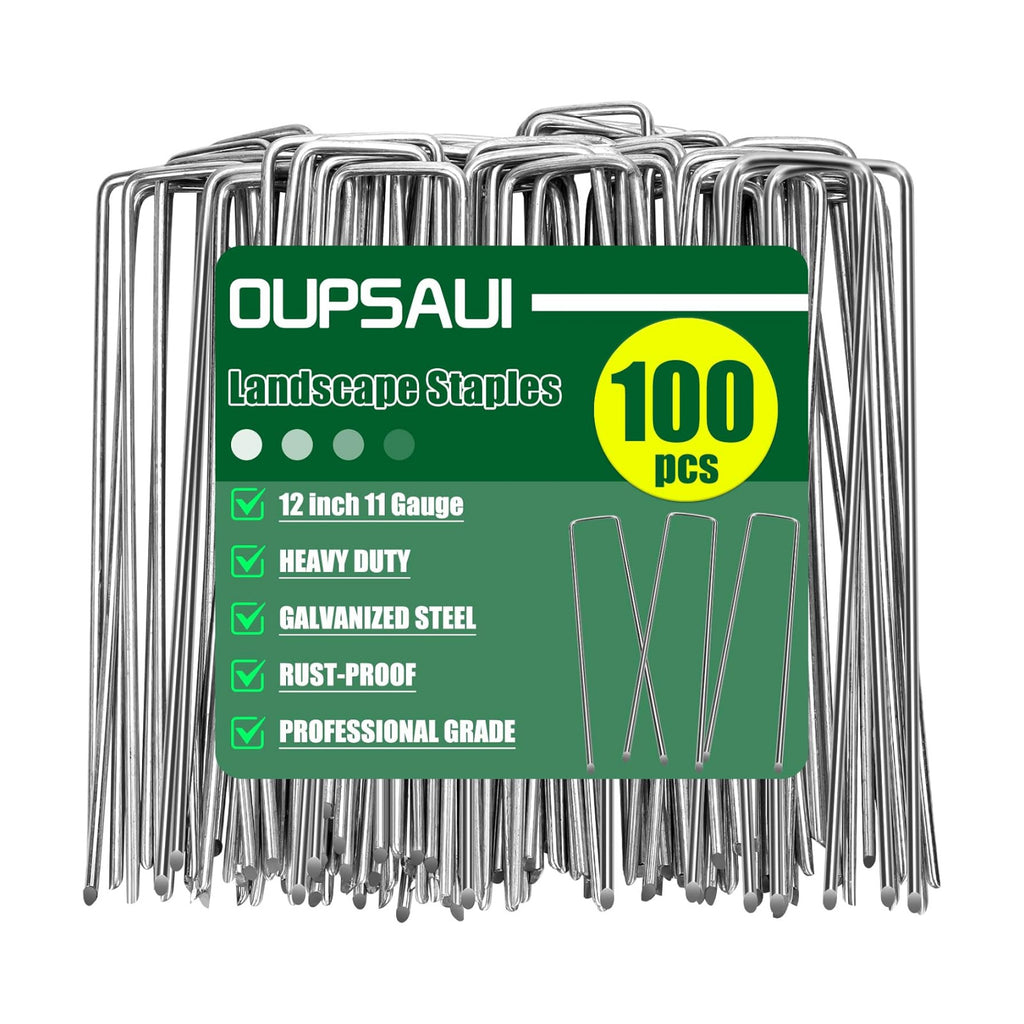 12 Inch Galvanized Landscape Staples Stakes, 25/50/100/200pcs Garden Metal Stakes for Weed Barrier Fabric, Fence