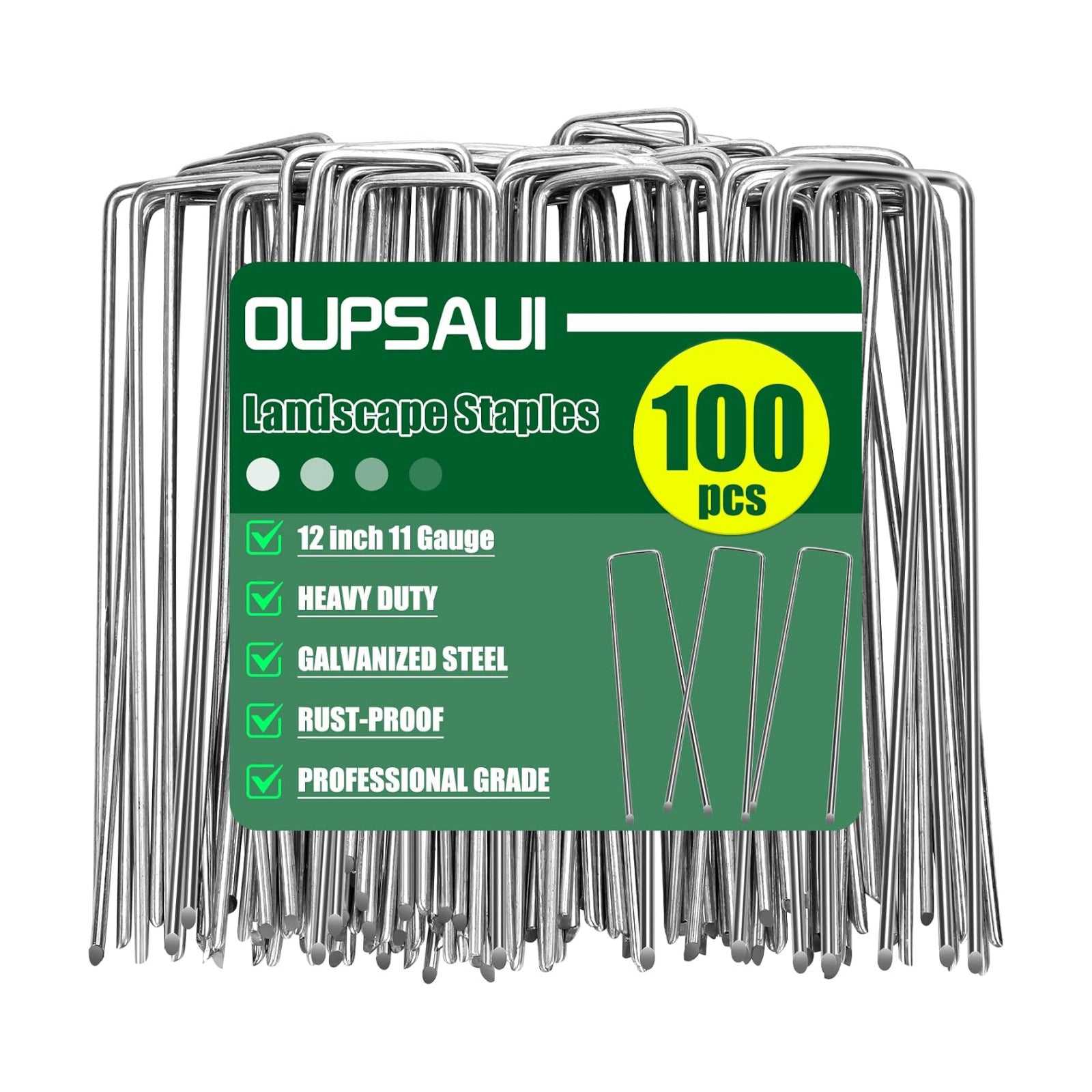 12 Inch Galvanized Landscape Staples Stakes, 25/50/100/200pcs Garden Metal Stakes for Weed Barrier Fabric, Fence