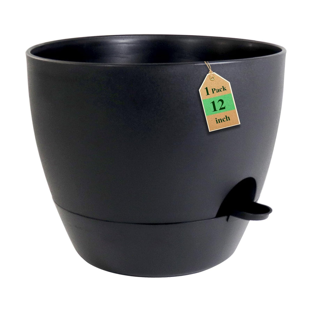 WSMKSZ 12 inch Large Self Watering Pots, Flower Plant Pots with Multi Mesh Drainage Holes for Indoor Outdoor Garden