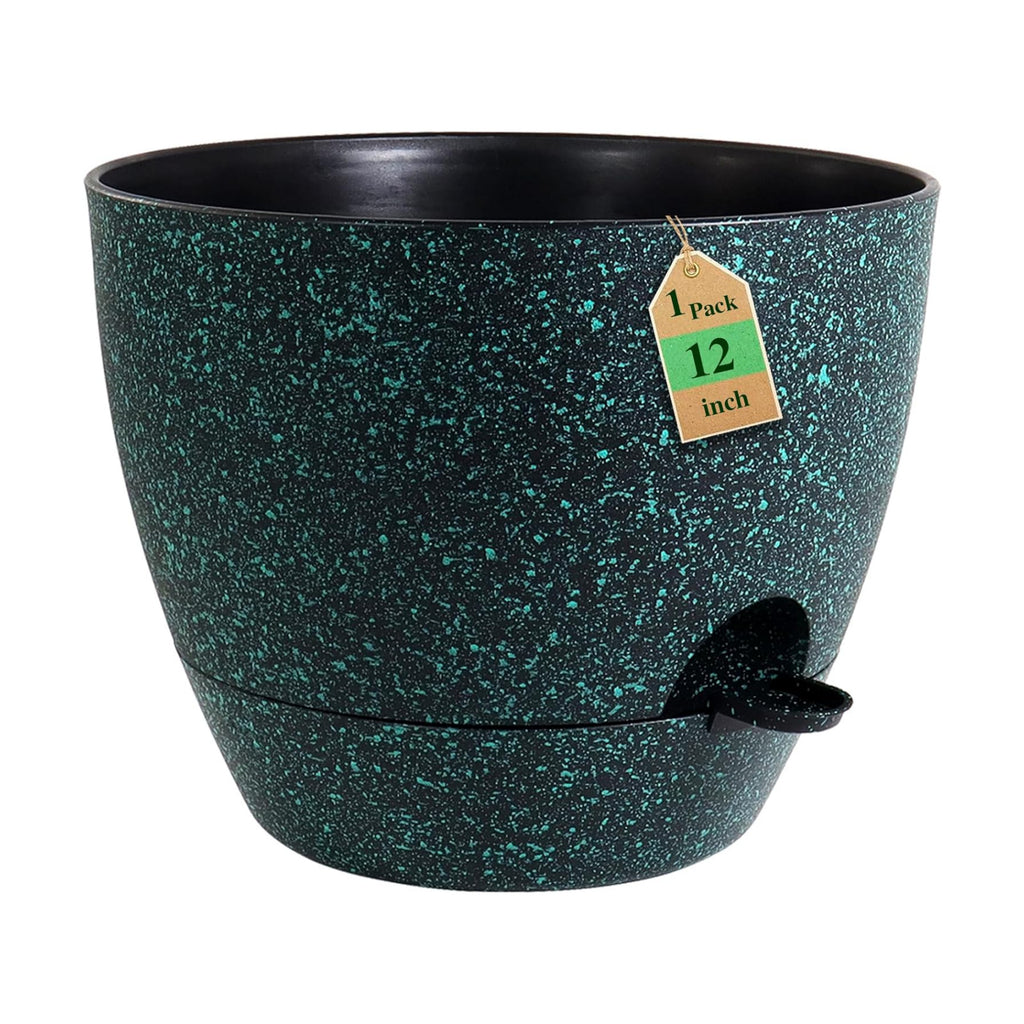 WSMKSZ 12 inch Large Self Watering Pots, Planter, Plant Pots with Mesh Drainage Holes for Indoor Outdoor House Plants