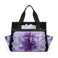 Purple Dahlia Garden Tool Bag Waterproof Gardening Tool Storage Bag with Handle & 10 Pockets Gardening Tote Bag for