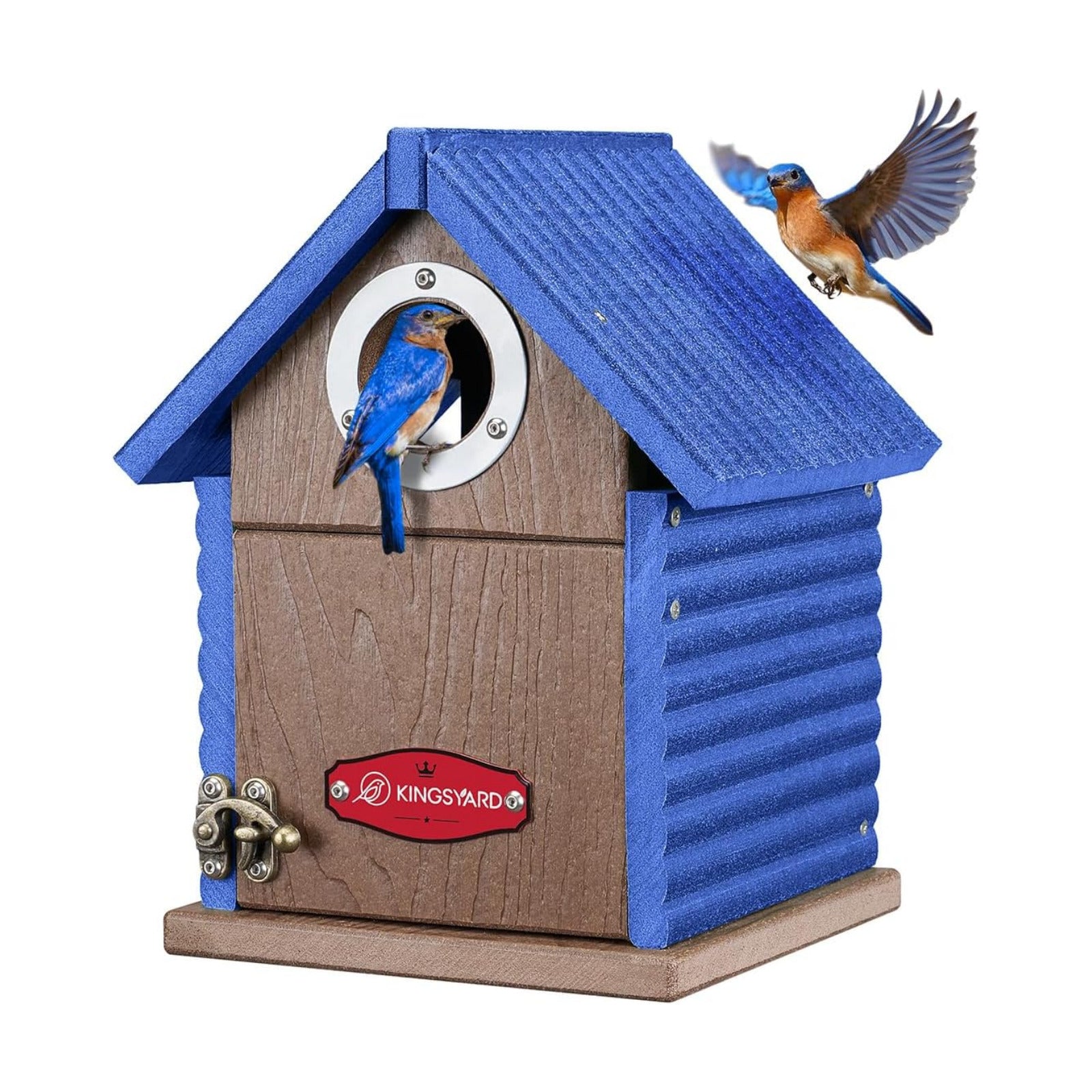 Kingsyard Recycled Plastic Bird House for Outdoors - Weatherproof Nesting Box with Clear View Panel & Predator Guard