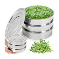Tlence 9" Stackable Stainless Steel Seed Sprouting Kit, 3-Tier Mesh Germination Tray, Seed Sprout Grower with Lid Base