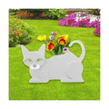 White Cat Planter Pots, Animal Shaped Flower Pot | Cute Plant Gift for Women and Pet Lovers, Indoor Outdoor Garden Home