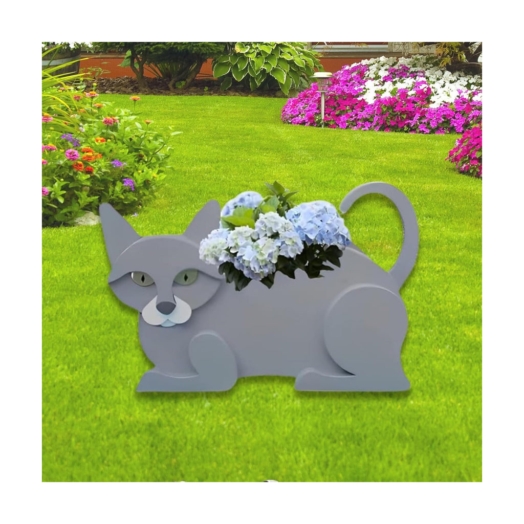British Short Cat Planter Pots, Animal Shaped Flower Pot | Cute Plant Gift for Women and Pet Lovers, Indoor Outdoor