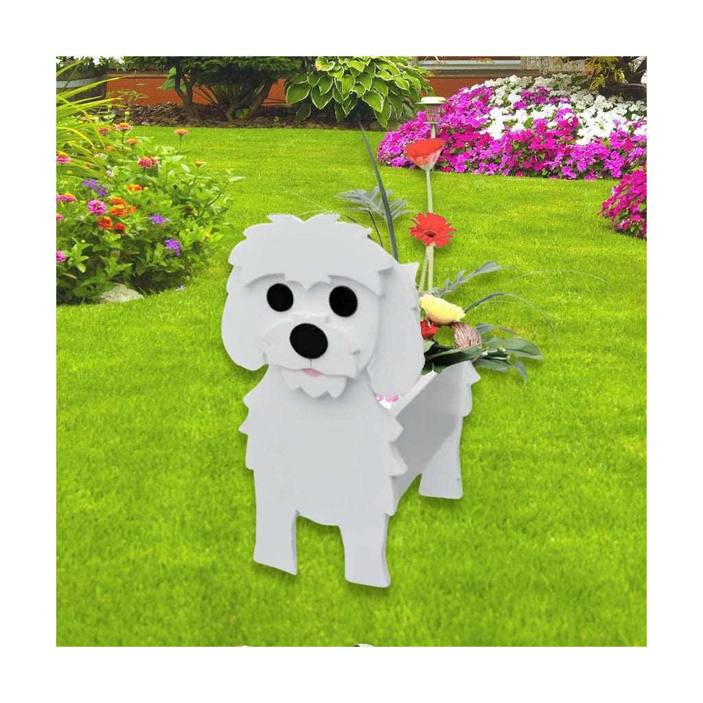 Maltese Dog Planter Pots, Animal Shaped Flower Pot | Cute Plant Gift for Women and Pet Lovers, Indoor Outdoor Garden