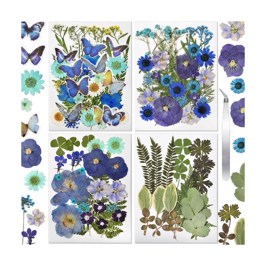 Pressed Flowers112 Pcs, Dried Pressed Flowers with 10Butterfly Stickers