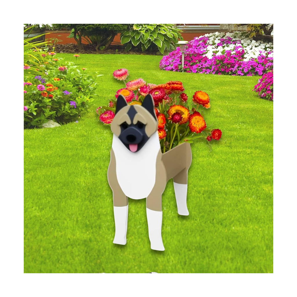 American Akita Dog Planter Pots, Animal Shaped Flower Pot | Cute Plant Gift for Women and Pet Lovers, Indoor Outdoor
