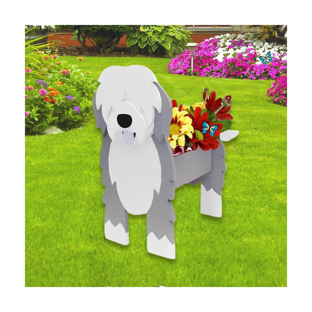 English Shepherd Dog Planter Pots, Animal Shaped Flower Pot | Cute Plant Gift for Women and Pet Lovers, Indoor Outdoor