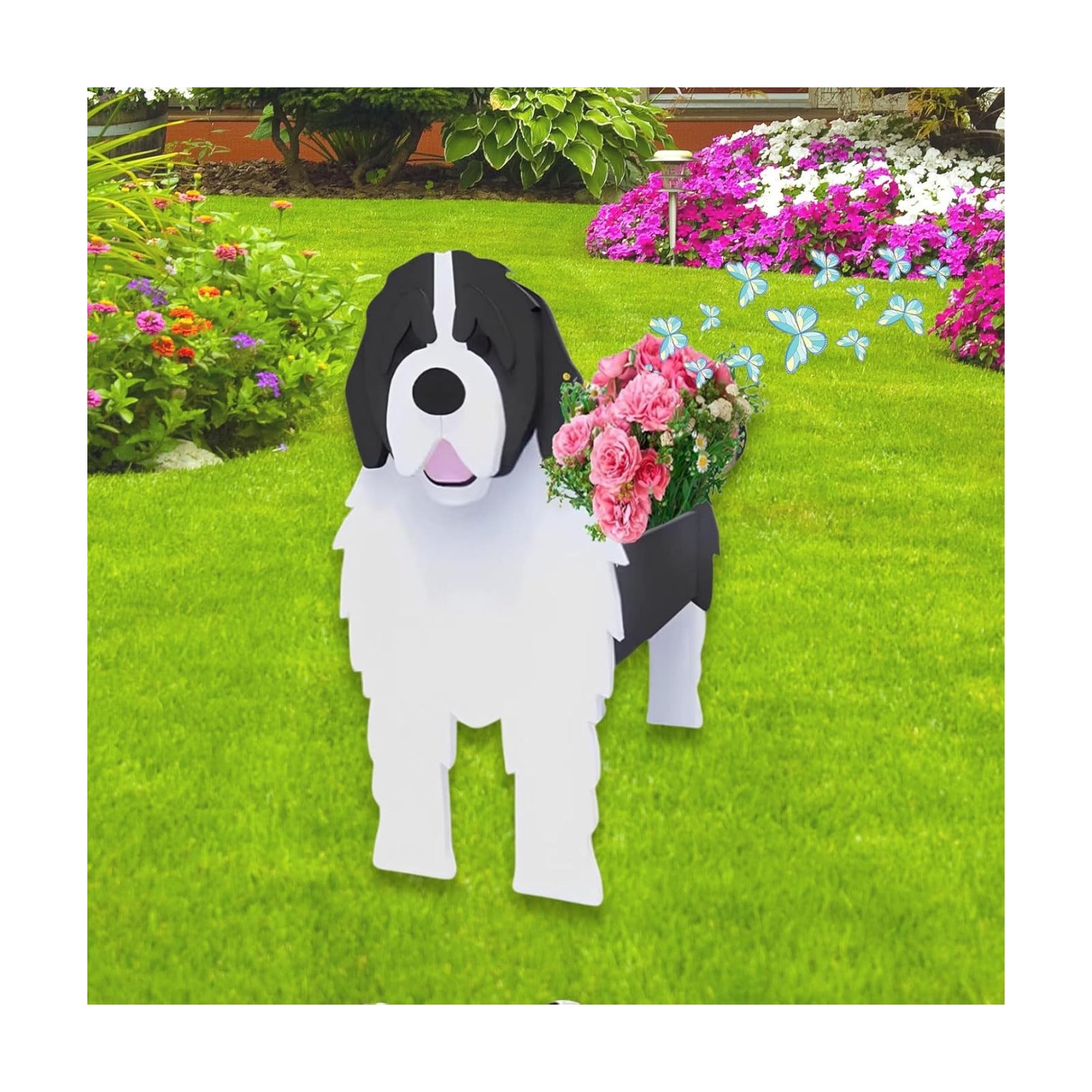 Newfoundland Dog Planter Pots, Animal Shaped Flower Pot | Cute Plant Gift for Women and Pet Lovers, Indoor Outdoor