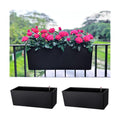 LaLaGreen Rail Planter for Balcony Outdoor (20 Inch, 2 Pack) Large Black Self Watering Railing Planters with Brackets