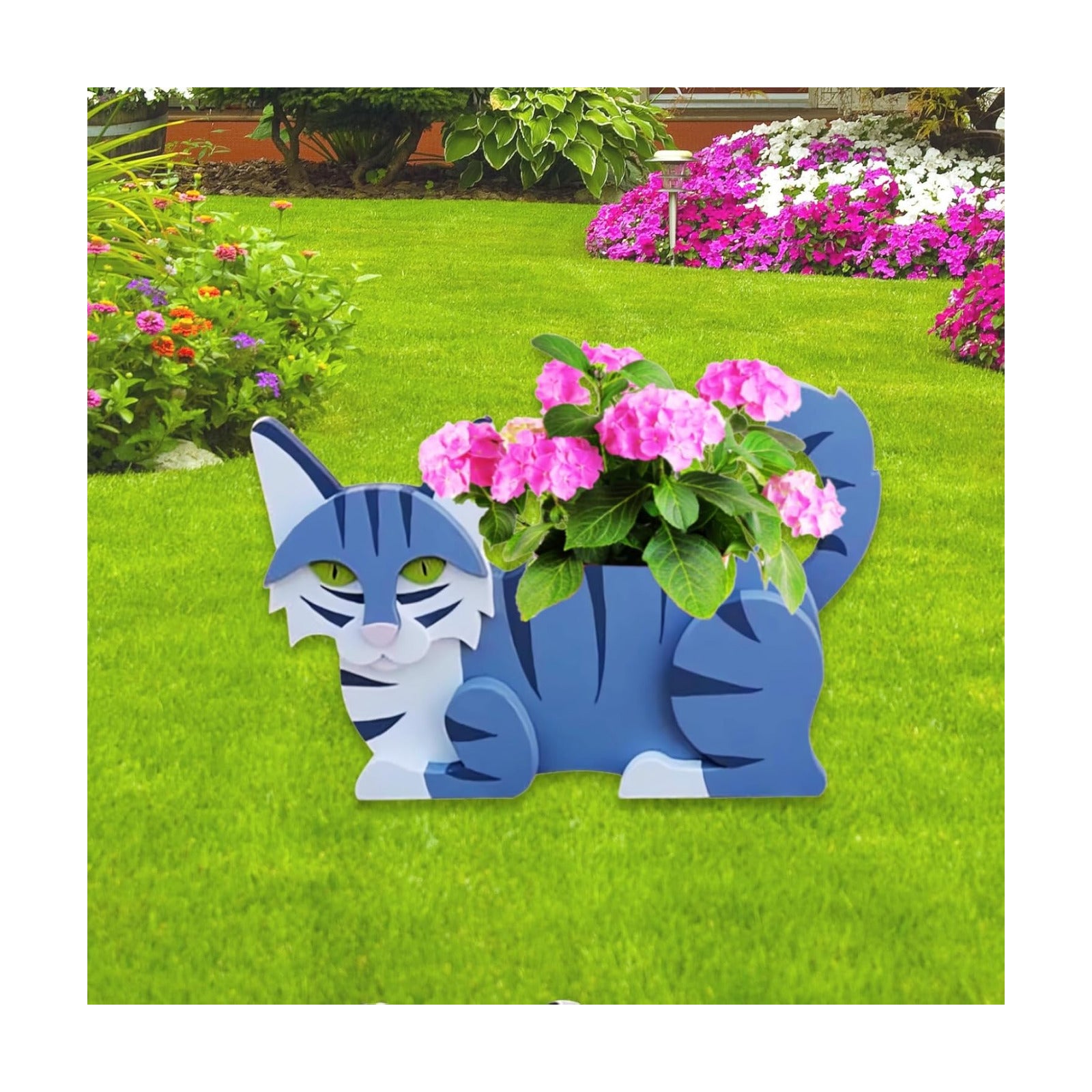Sapphire White Cat Planter Pots, 12.5 x 5.12 x 7.8 Inches | Cat Flower Pot, Cute Animal Shaped Plant Pot, Gifts for