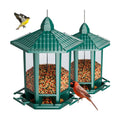 Birdream 2 Pack Bird Feeders for Outdoor Hanging, Retro Pagoda Design Fun Installation Bird Feeder, Attracting Wild Birds Chickadees Goldfinches Cardinals Finches and Sparrows - Green