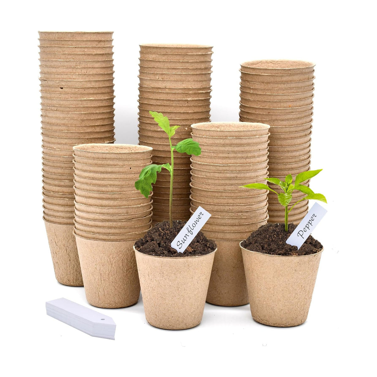INCIKITI Biodegradable Peat Pots for Seedling - 120 Pack 3.15 inch Biodegradable Plant Seed Starters Kits with 30 Plant Labels, Garden Germination Nursery Pots for Flower Vegetable Seed Germination