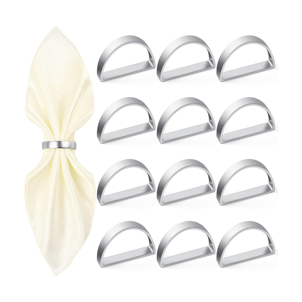 APTWOW Silver Napkin Rings Set of 12, Thanksgiving Christmas Table Decor