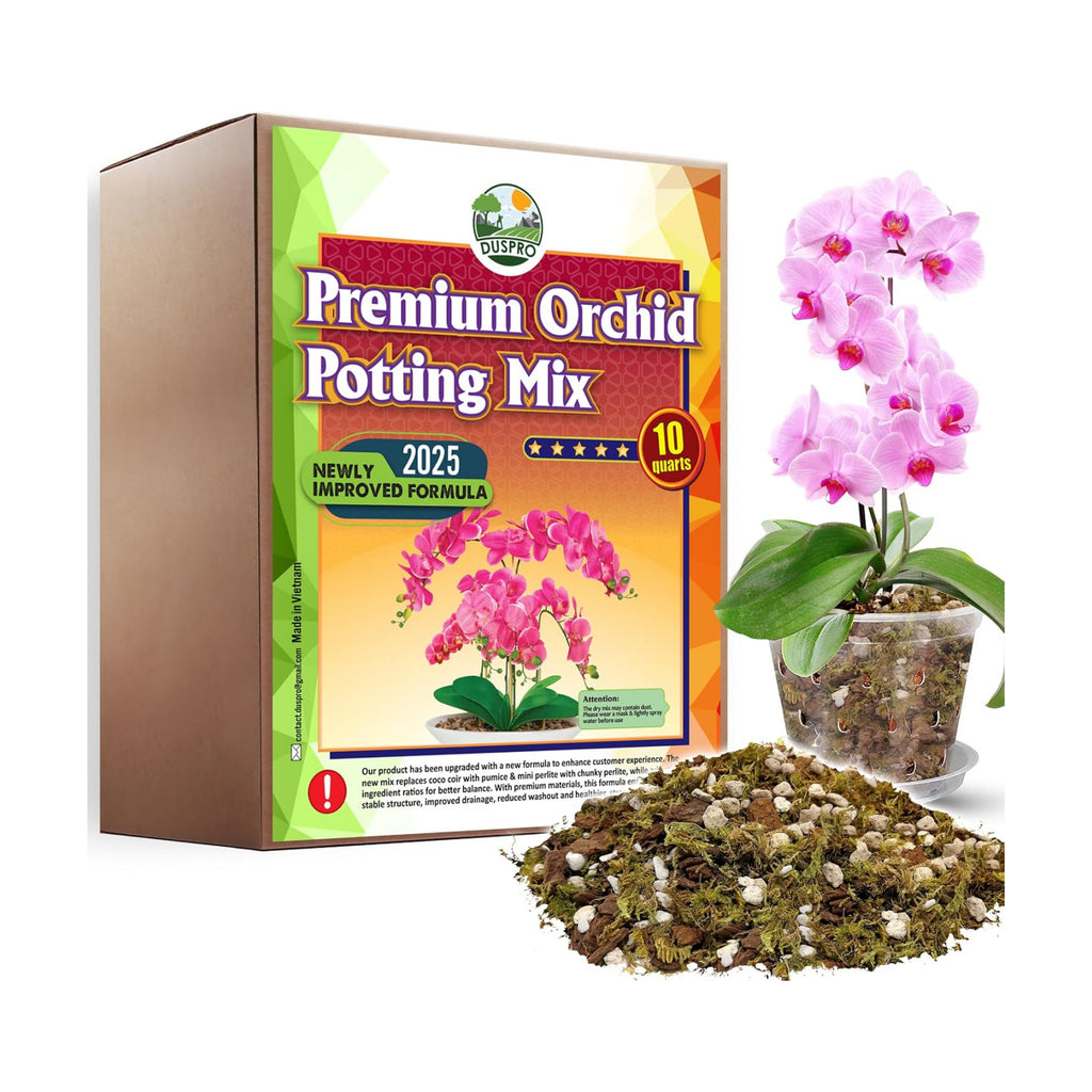 DUSPRO 4in1 Orchid Potting Mix for Repotting,Pre-Mixed & Ready to Use, 10QT