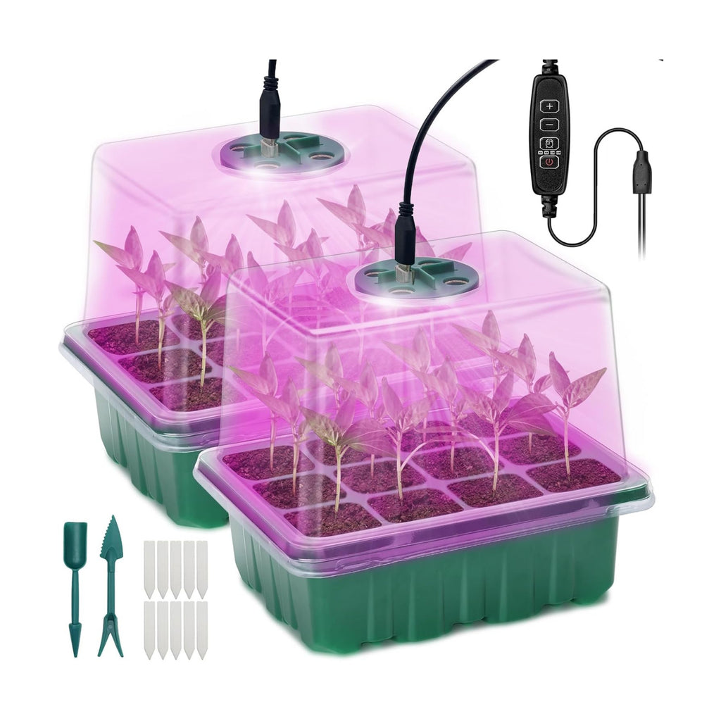 Idealife Seed Starter Tray,Plant Propagation Station with Grow Light,2 Pcs