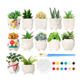 Hushee 12 Sets Ceramic Succulent Pots to Paint with Drainage | Paintable Succulent Plant Pots, 12 Styles, Small DIY
