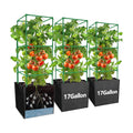 3 Packs 47 x 16 x 16 Inch Garden Tomato Cages with 17 Gallon Grow Bags- Square Plant Support Trellis Assembled with