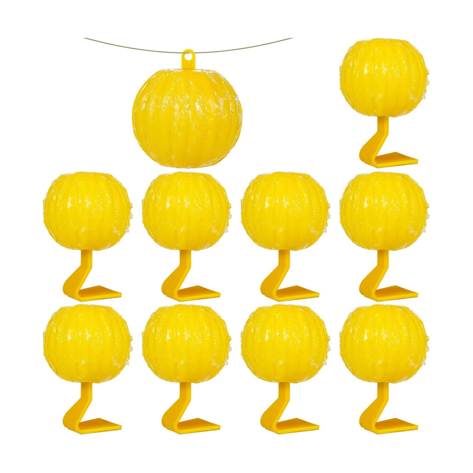 Qualirey 10 Set Sticky Fruit Fly Trap Balls Yellow Adhesive Fungus Gnat Sticky Balls for Plants Fly Catching Sticky
