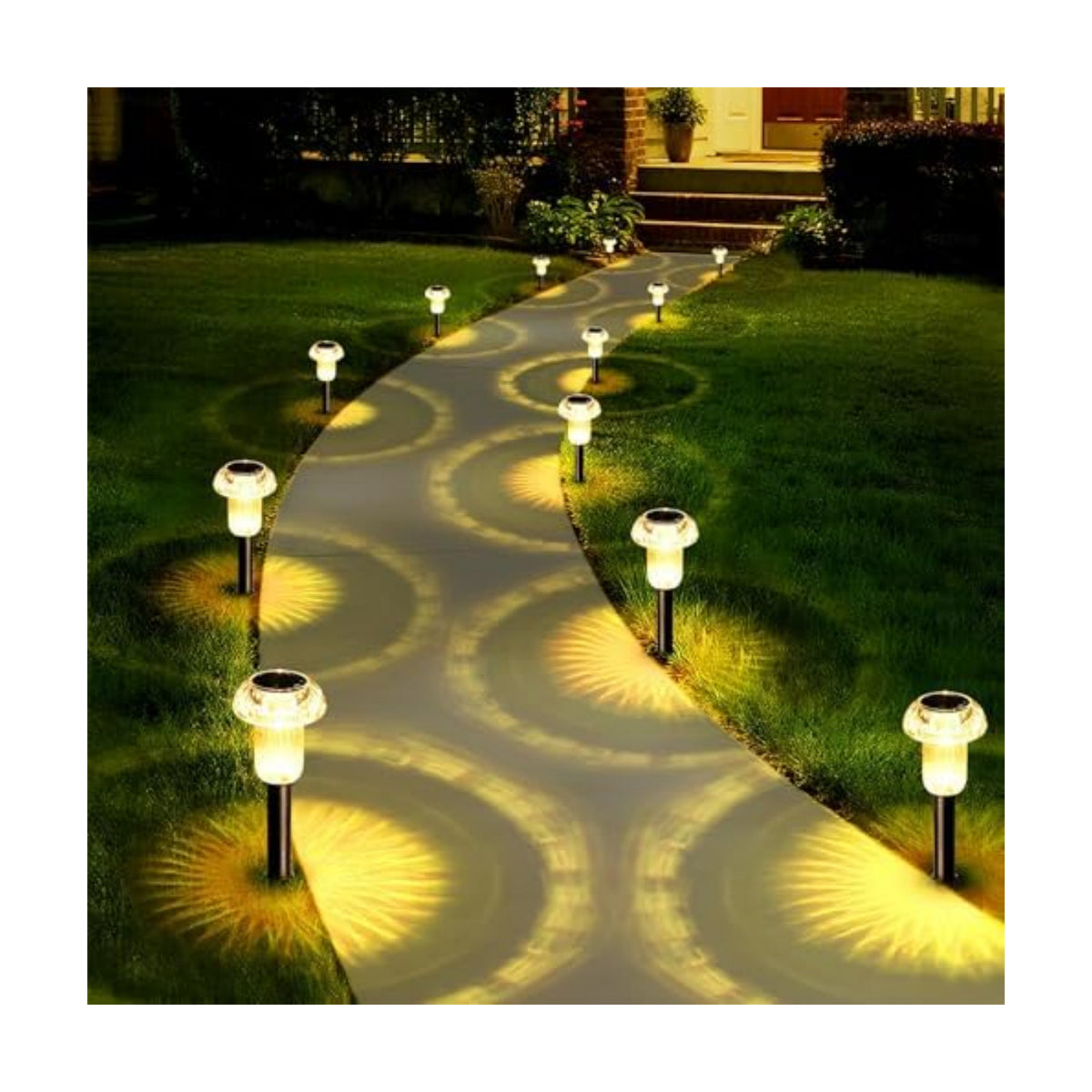 Priddop 8 Pack Solar Garden Lights Outdoor Waterproof 3000K Warm White LED