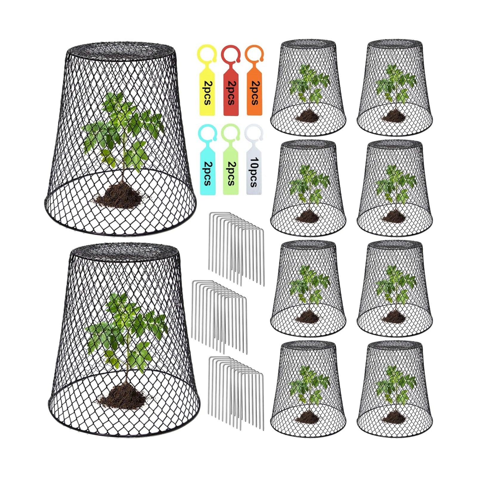 10 Pcs 9.13"×9.13" Chicken Wire Cloche Plant Covers Garden Netting Metal Heavy Duty Plant Protectors from Animals for