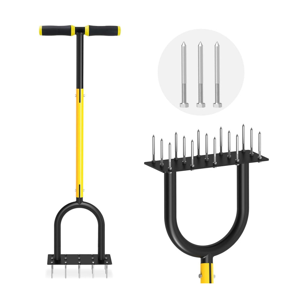 Lawn Aerator Tool - Grass & Soil Aerator for Lawn & Yard Care | 15 Sharp Spikes Manual Aerator for Lawn , Deep Soil