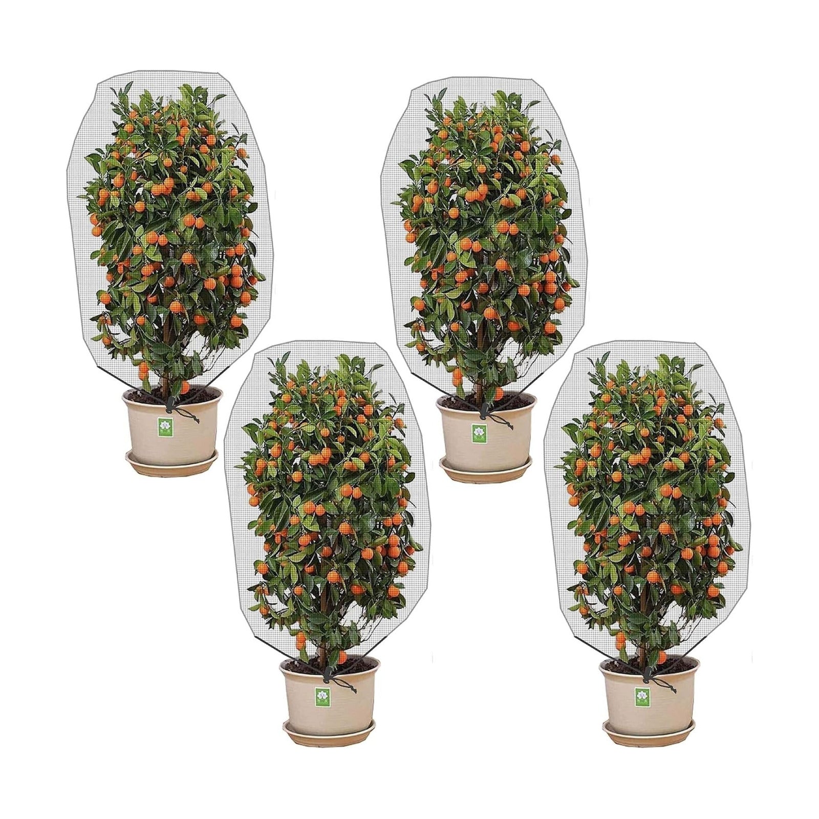 4 Pcs Insect Bird Barrier Tree Net with Drawstring, 4.9 x 3.2 Ft Garden Bird Netting Plant Cover, Fruit Tree Netting