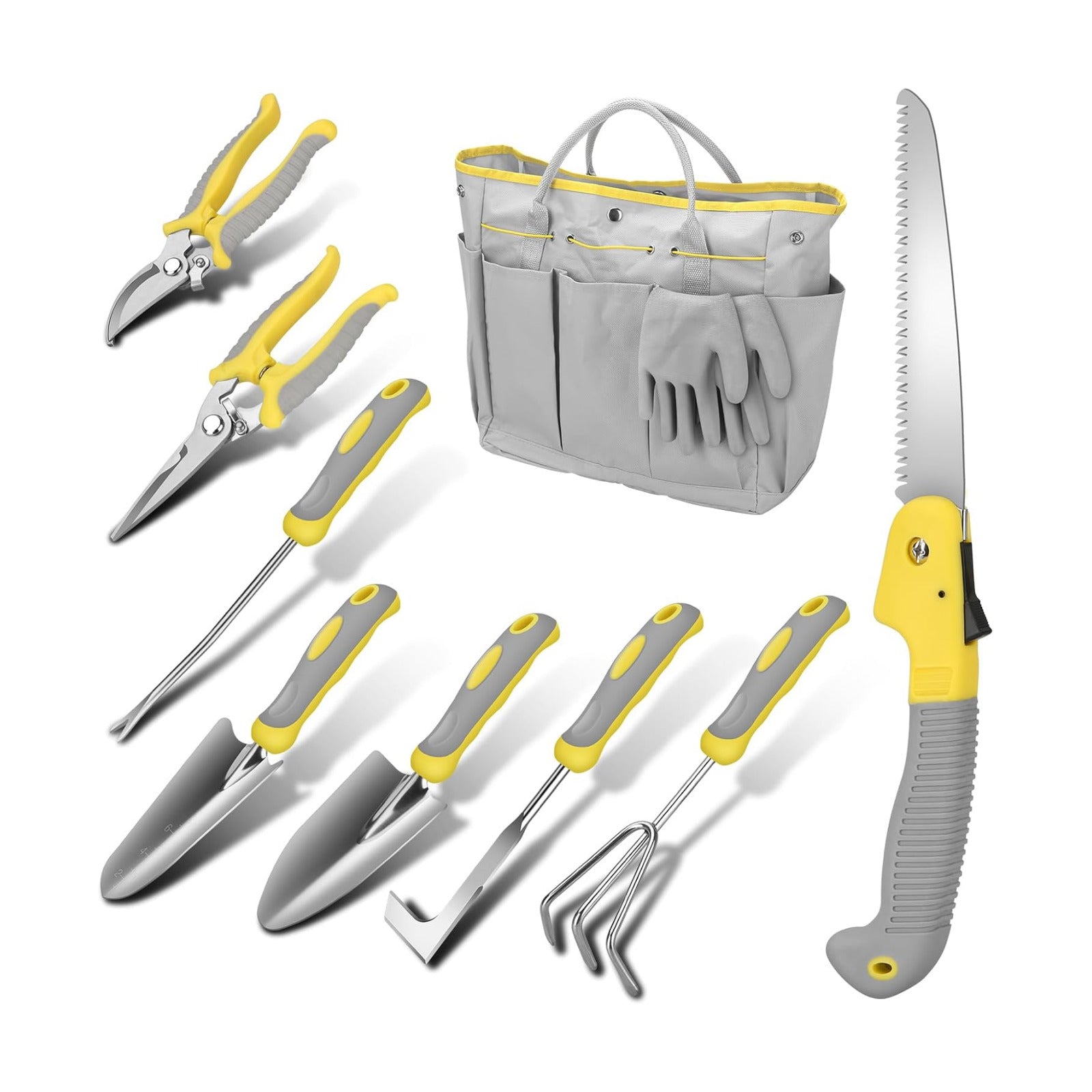 Garden Tool Sets, 10 Piece Heavy Duty Gardening Tool Set, Stainless Steel Gardening Hand Tools with Garden Tool Bag