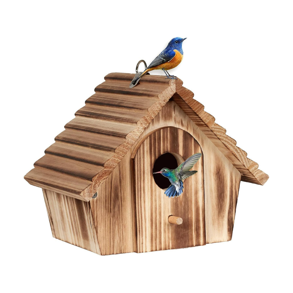 Bird Houses for Outside,Hanging Outdoor BirdHouses,Wood Bird Nesting Box House for Bluebird Humming Finch Wren
