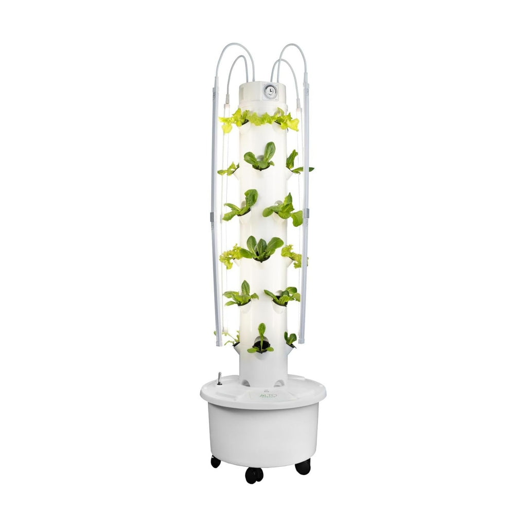 GX Hydroponic Tower | Vertical Planter Tower | Hydroponics Growing System Kit | Food Grade with 24 Net Pots (with LED