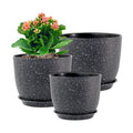 WSMKSZ Plant Pots 10/9/8 inch, Set of 3 Modern Decorative Plastic Planters with Drainage Holes and Saucers for Garden