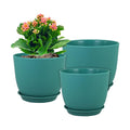 WSMKSZ Large Flower Pots 12/10/9 inch, Set of 3 Modern Decorative Plastic Planters with Drainage Holes and Saucers for