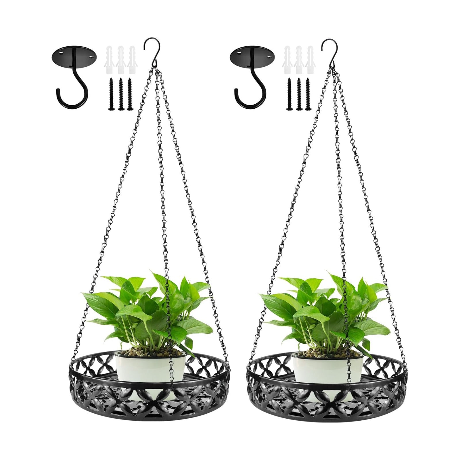 Plant Hanger, 2pcs Metal Hanging Plant Shelf Decorative Planter Flower Pots Holder for Indoor Outdoor, Modern Plant
