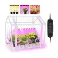Meonum Mini Greenhouse for Indoor Outdoor, Portable Green House with 15W Plant Dimmable LED Grow Lights, Timer, 3 Light