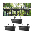 Dahey 15 Inches Railing Planter Box 3 Pcs Metal Hanging Flower Pots, Black | 2.7" Width Detachable Hooks, Outdoor