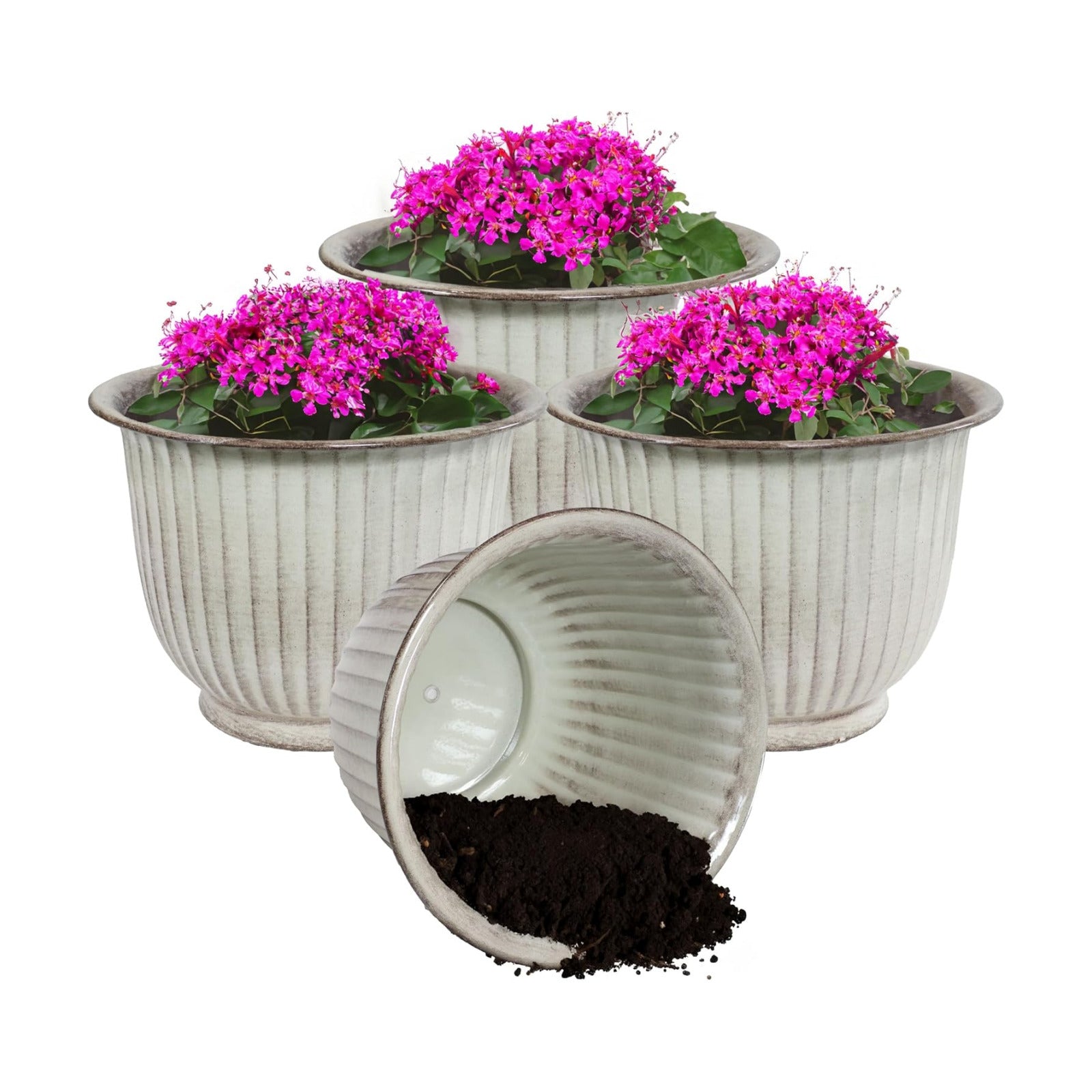 Sunnydaze Carlotta 14.75 in Outdoor Plant Pot Set - Matte Brown - Set of 4 | 4.2-Gallon Capacity - Rust-Resistant Metal