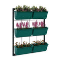 Outsunny 3-Tier Wall Planter w/ 6 Pots, Outdoor Hanging Planter, Green | Indoor Outdoor Use, Self-Draining