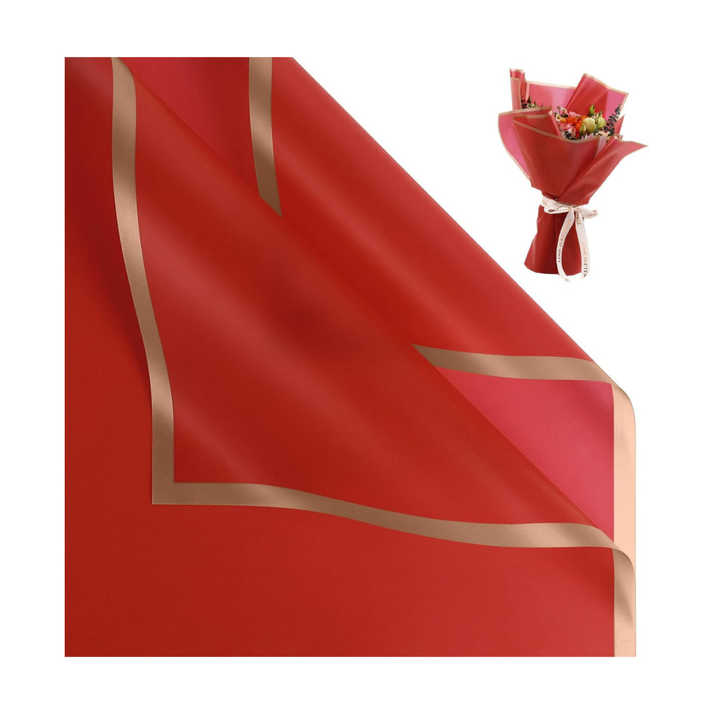 20 Sheet Flower Wrapping Paper-Waterproof Floral Bouquet Paper (Big red)