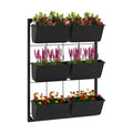 Outsunny 3-Tier Wall Planter w/ 6 Pots, Outdoor Hanging Planter, Black | Indoor Outdoor Use, Self-Draining