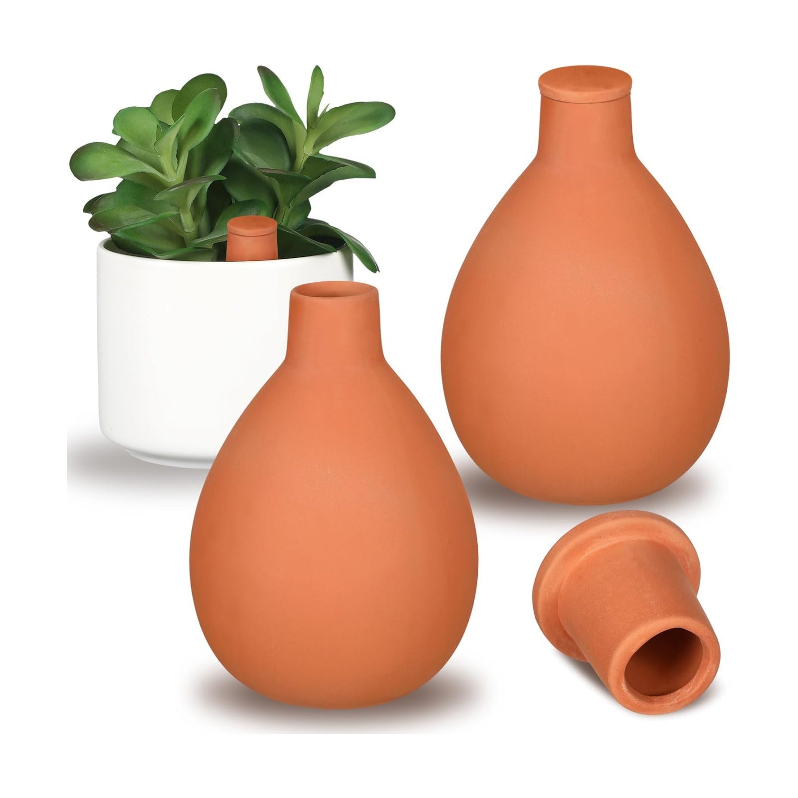 2 Pcs Watering Pots Large Terracotta Watering Pots with Lid 34 oz Terra Cotta Self Watering Pots Water Dripper