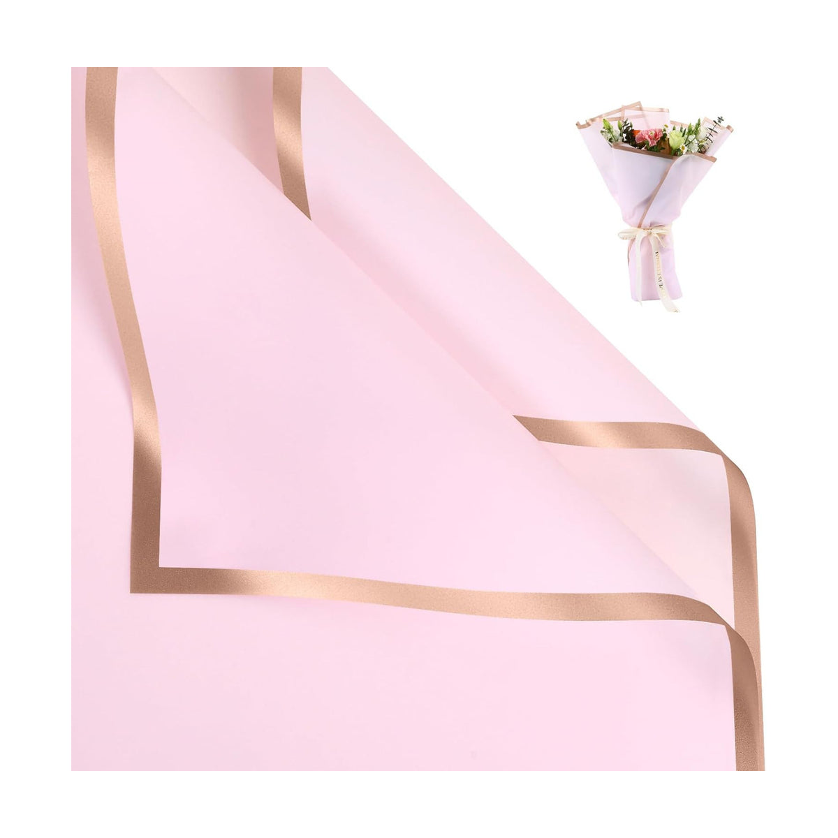 20 Sheet Flower Wrapping Paper-Waterproof Bouquet Paper (Pastel pink)