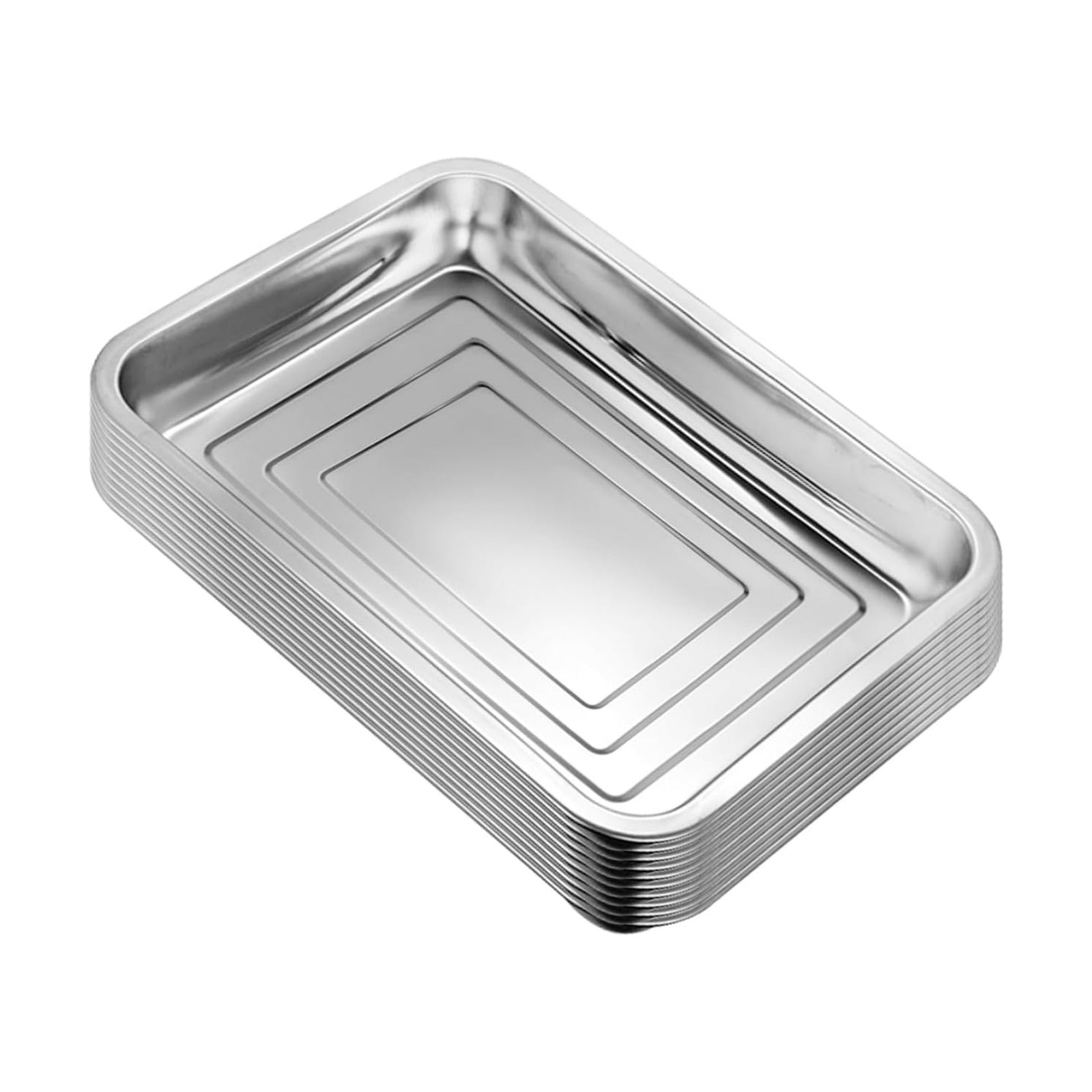 RooTrimmer 10 Pack Stainless Metal Trays, Stainless Steel Seed Starter Carry Tray for Nursery Seedling Pots Water
